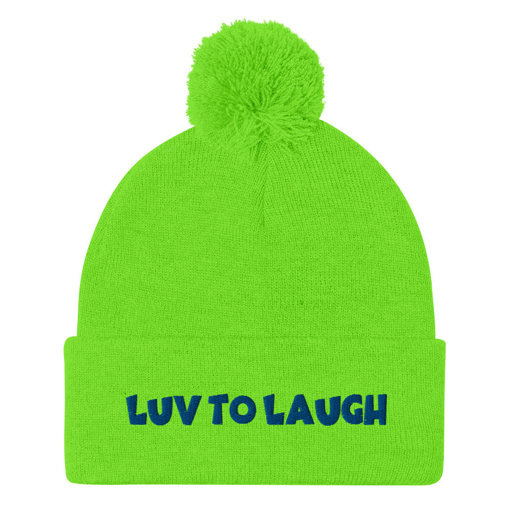 Luv To Laugh Pom-Pom Beanie Neon
