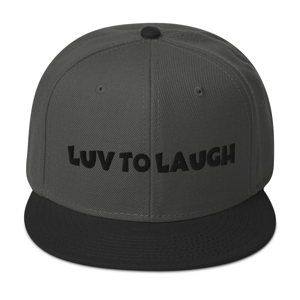 Luv To Laugh Snapback Hat Black and Charcoal Grey